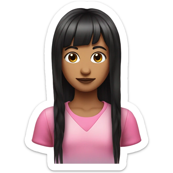 a girl with a long mullet, split dyed pink and black hair, fairy, split dyed black and pink mullet, fairy sticker