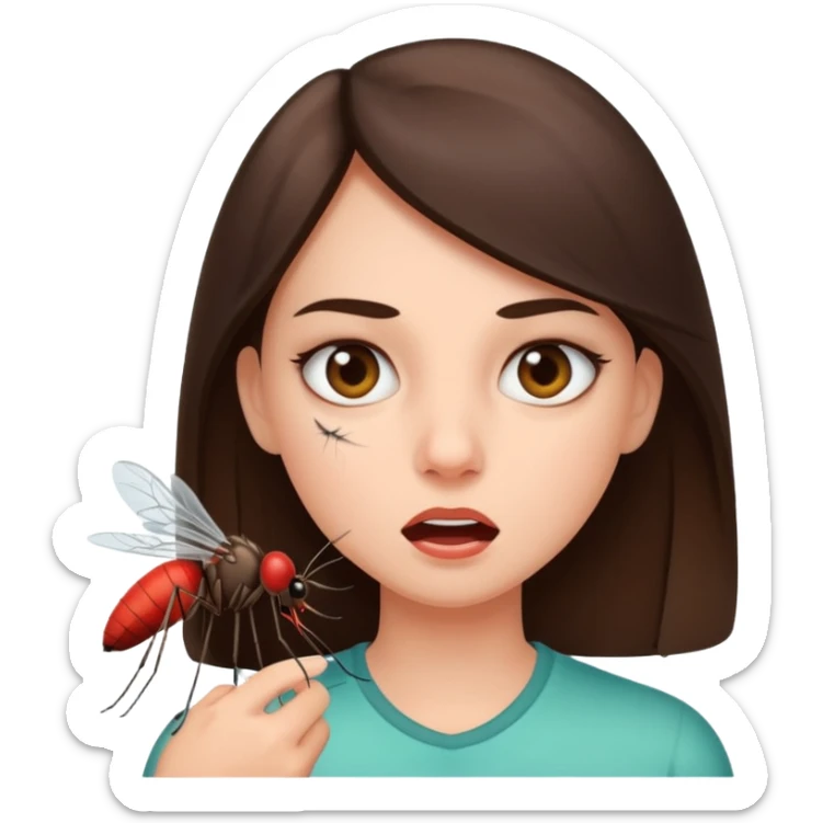 Mosquito that bites a human on the face of a brunette girl sticker