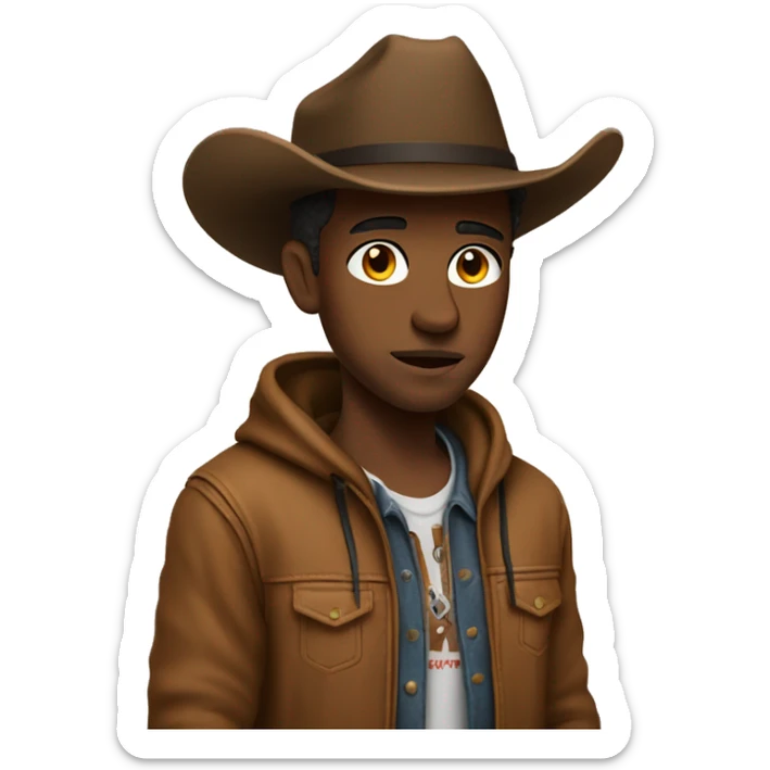 Cowboy wearing a brown streetwear hoodie sticker