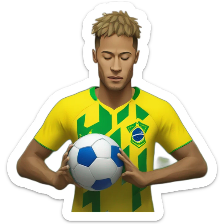 neymar meditating wearing the brazil shirt and with a serene mountain in the background sticker