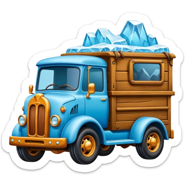 The Flintstones shiny crushed-dark-ice-blue frozen Scooby Doo 1912 antique long-wheelbase cab over off-road low rider moving truck  sticker