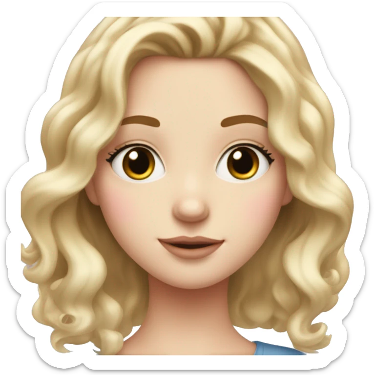 Pretty white girl with wavy blonde hair and pink cheeks with long eyelashes  sticker