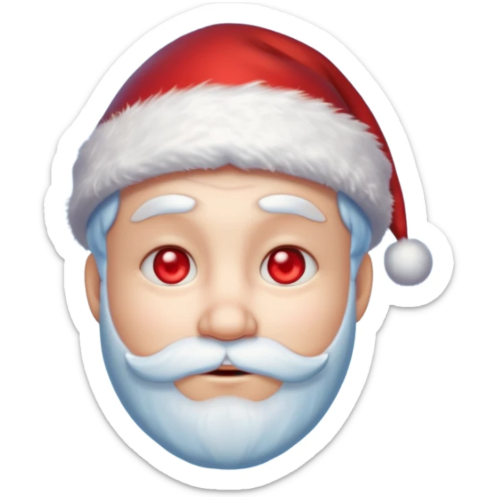 Fantasy human portrait emoji, Santa Claus hat slightly frosted, icy winter face with red candlelight reflection in eyes, cold blue lighting, subtle festive contrast, emotional minimalism, clean readable emoji style, male/female variant
 sticker