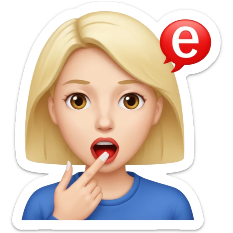 a woman is talking and English letters are coming out of her mouth sticker