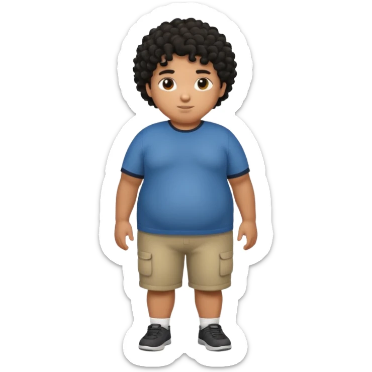 fat person emoji but make him brown skin and curly black hair make it a whole body image and the person is a boy who’s fat sticker