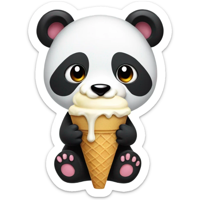 Panda eating ice cream sticker