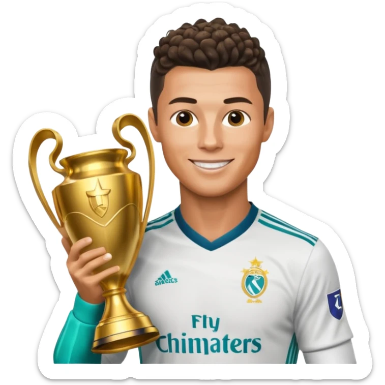 Cristiano Ronaldo holfing the champions league with noodle hair a bit longer noodle hair sticker