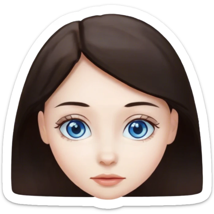 Pale girl with dark brown hair and blue eyes  sticker