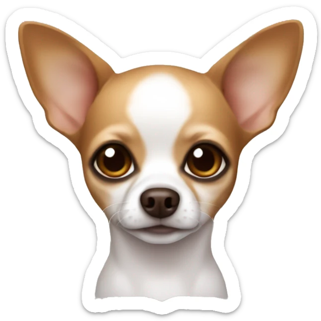 small chihuahua white with brown-red ears and around the eyes, eyes nose and eye outline brown sticker