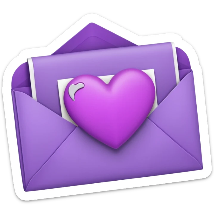 IOS's love letter emoji but with a purple heart instead of a red heart sticker