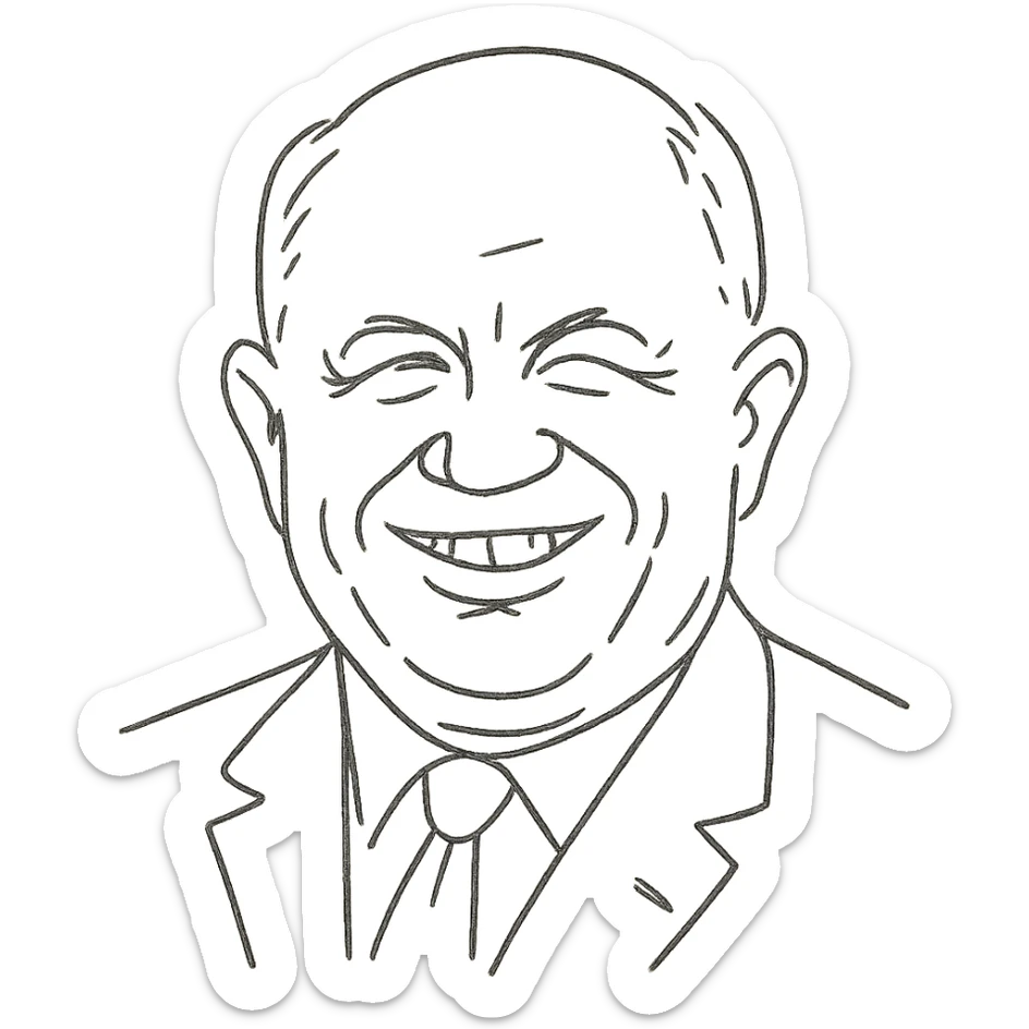 hand-drawn outlined portrait of Nikita Khrushchev smiling sticker