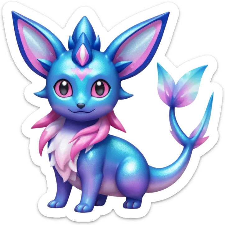 Nebulae Iridescent Glitter Scaled Shiny  Vaporeon-Glaceon-Sylveon-Amaura-Fakémon-fusion sticker