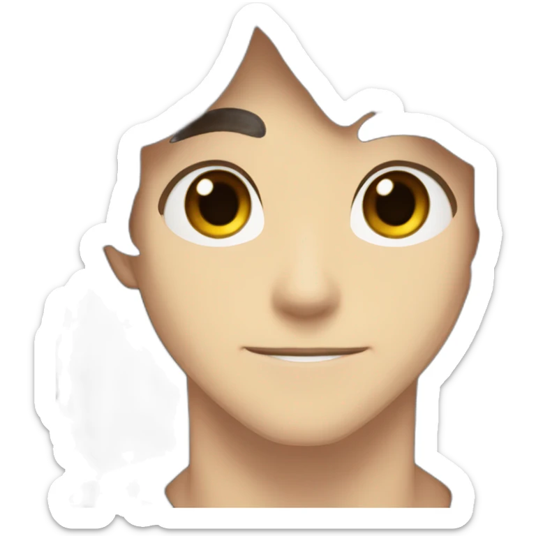 Male masterNinja, long brown hair and brown eyes, light human colour skin anime style sticker