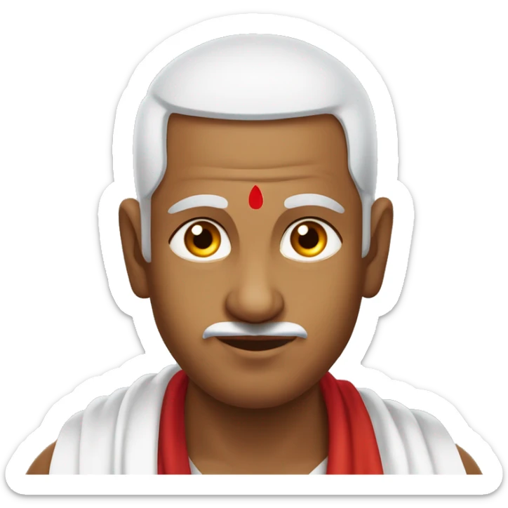 
A muscular South Indian Brahmin priest with a Thenkalai namam (a vertical white line with a red base) adorning his forehead, exuding strength and spiritual intensity. sticker