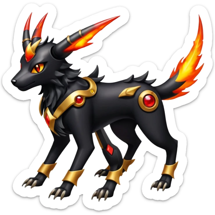 Shiny Gothic Exotic Futuristic Houndoom-Genesect-Torracat-Pokémon-Fakémon-hybrid-creature sticker