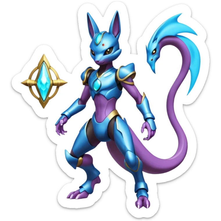 Colorful Shiny Futuristic Mewtwo-Lucario-Anubis full body sticker