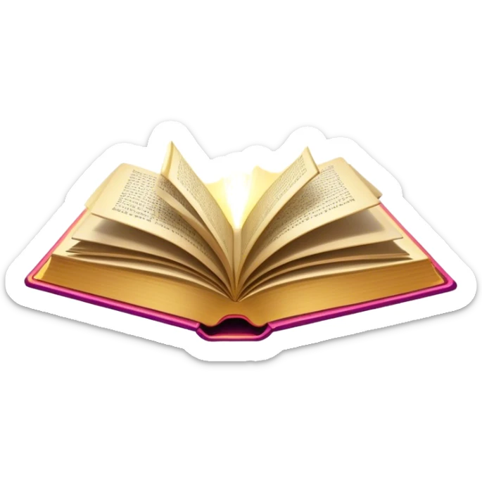 Un libro con un aura de colores vibrantes, con destellos dorados flotando a su alrededor,  un rayo de luz atravesándolo, simbolizando la explosión de creatividad sin miedo. book of creative power  sticker