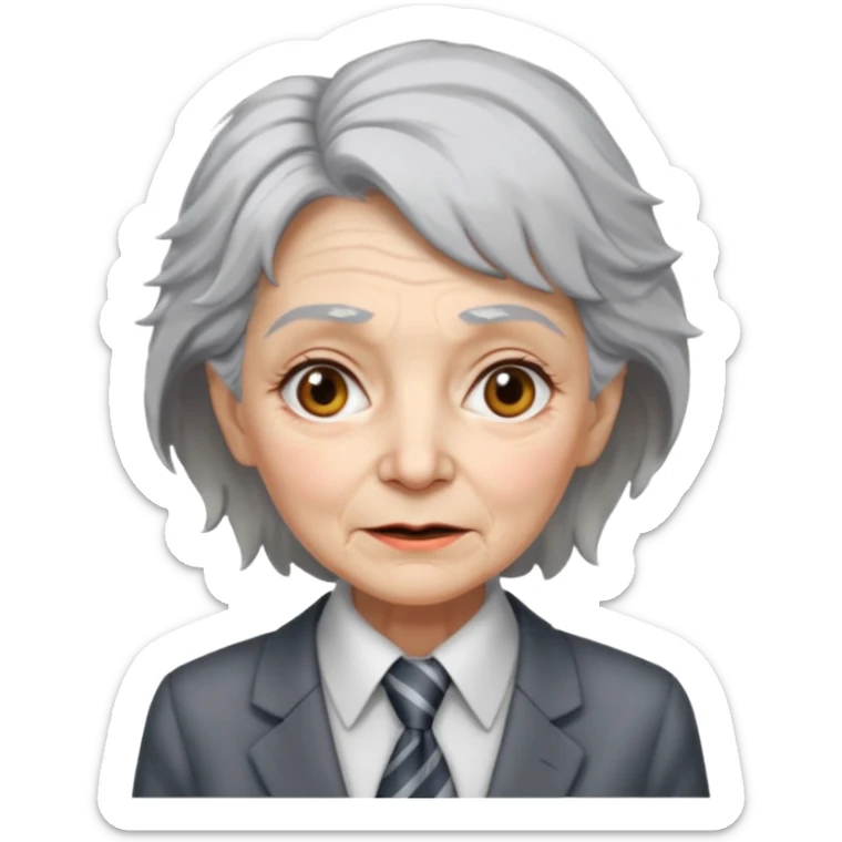 Very old women with Necktie. different hair style, more smudges on face. sticker