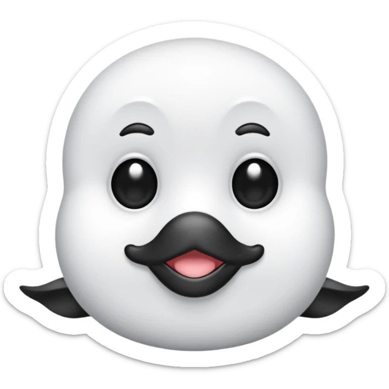 Crea una cría de foca arpa (conocida como whitecoat) descansando sobre el hielo.Es prácticamente una esfera perfecta de pelaje blanco y esponjoso.Tiene ojos oscuros, una nariz negra pequeña y bigotes largos que resaltan sobre su cara clara sticker