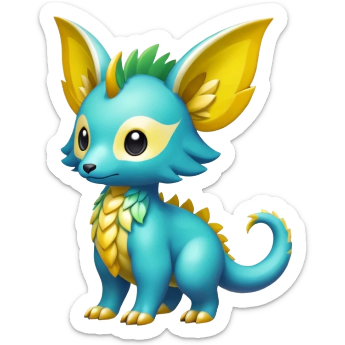Cute shiny colorful exotic rare mythical animal hybrid Fakemon full body sticker
