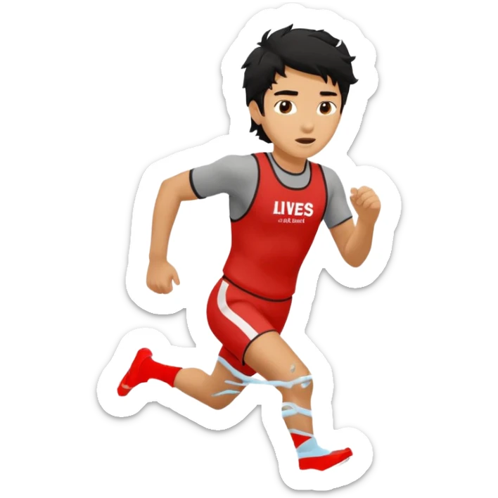 Lifeguard Teenager with Black messy hair running to save lives sticker