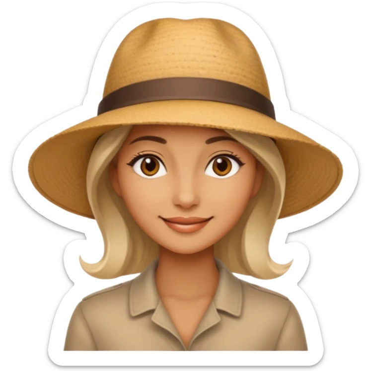 A realistic portrait of a woman wearing a stylish hat, soft shadows on her face, gentle smile, natural skin texture, cinematic lighting
 sticker