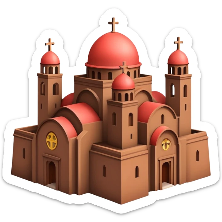 HD precise emoji of Church of Saint George Lalibela Ethiopia, Apple emoji style, clear shapes, simple lines, colorful highlights, unique architecture sticker