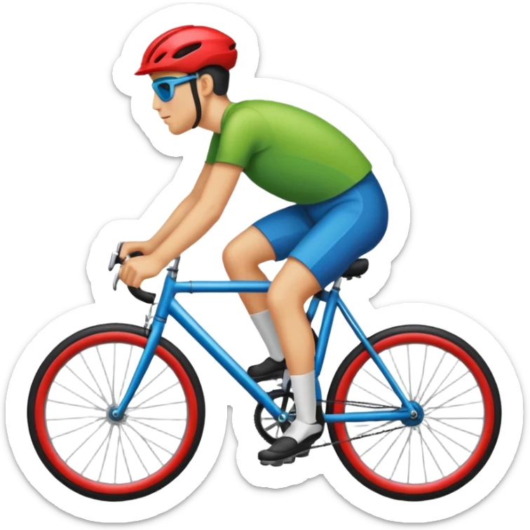 simple bold apple emoji style icon of a person riding a bicycle inspired by Hofmann's Bicycle Day blotter art with clean lines and playful psychedelic touch sticker