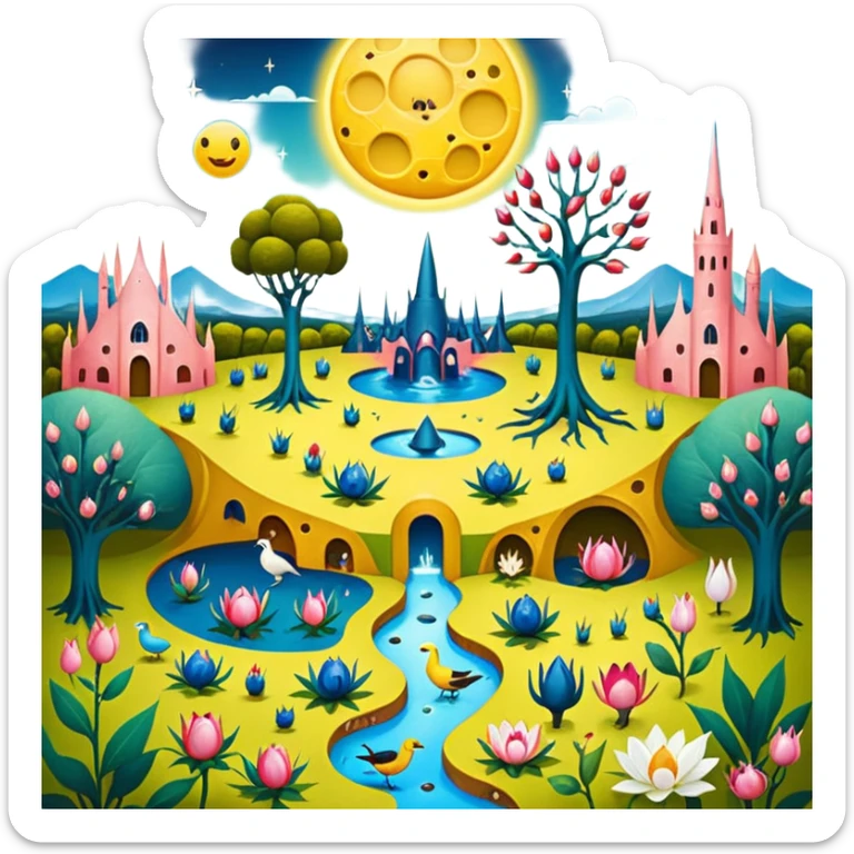 solarpunk - hieronymus bosch phantasmagoric depictions of the garden of earthly delights sticker