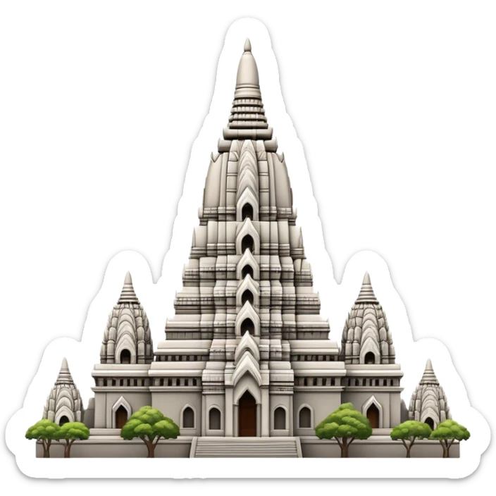 Cinematic Realistic Prambanan Temple Landmark Emoji, depicted as an ornate Hindu temple complex rendered with lifelike detail and dramatic, historical lighting. sticker
