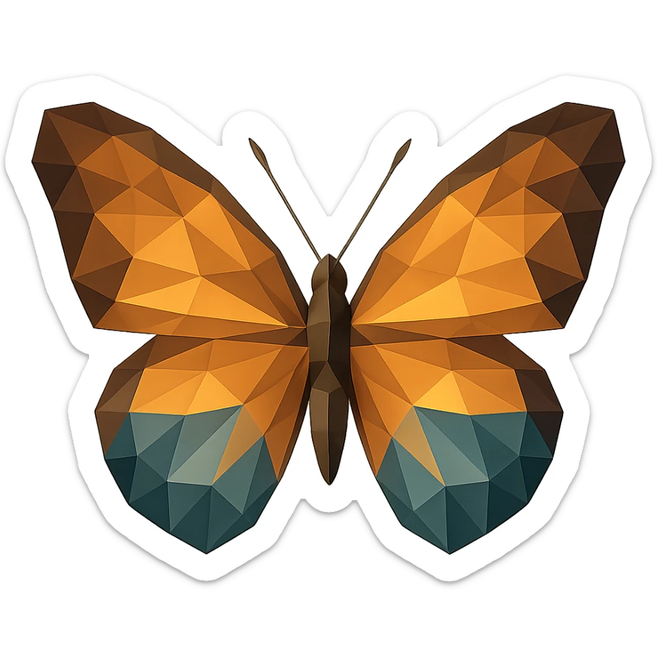 illustration of a butterfly made of geometric shapes in polygonal style sticker