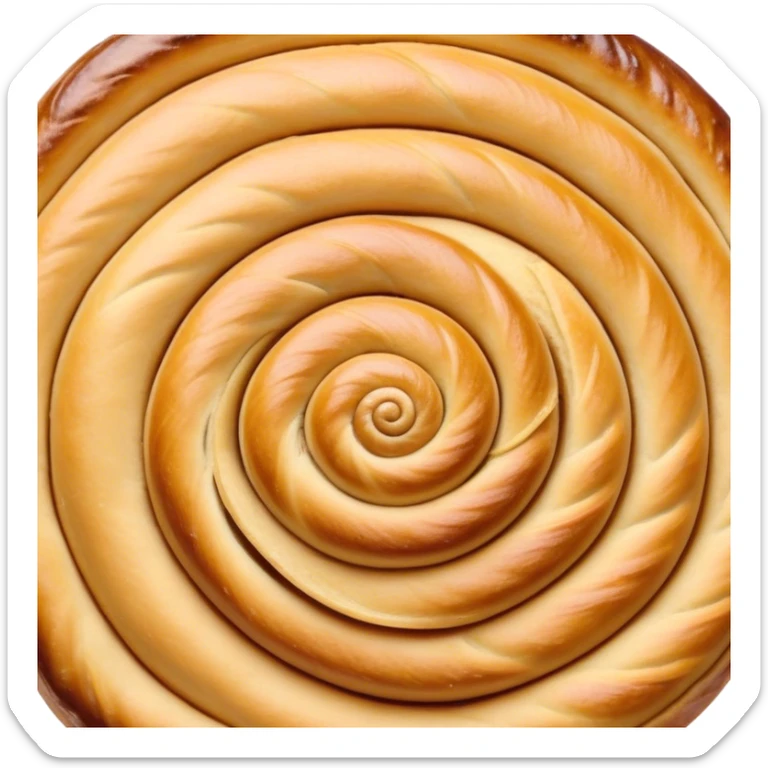 Cinematic delicate escargot pastry, spiral shape with layers of buttery dough, caramelized edges, rich golden-brown tones, elegant and inviting. sticker