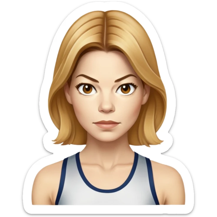 Michelle Monaghan running, female actress with honey blonde hair sticker