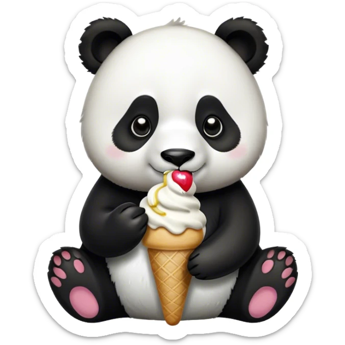 Panda eating ice cream sticker