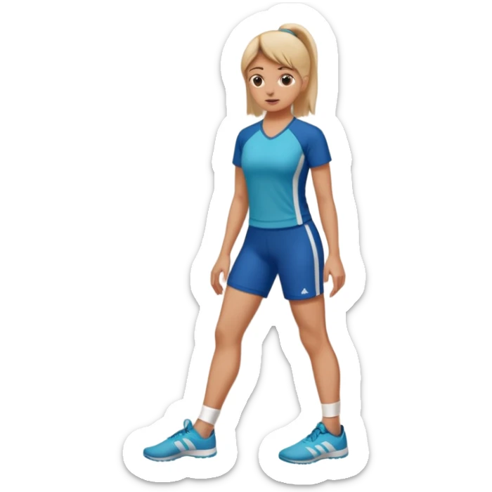 A women standing with her fot and big toe pressed against a wall, facing the wall, for rehab purposes sticker