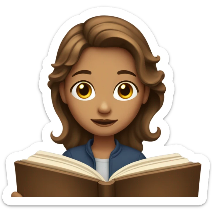 A girl reiding her book and her hair color is brown and her hair is Wavy sticker