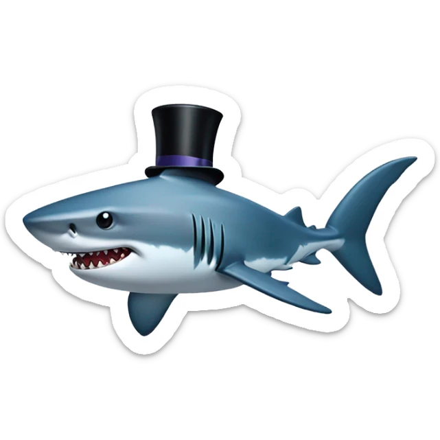 Shark with a top hat sticker