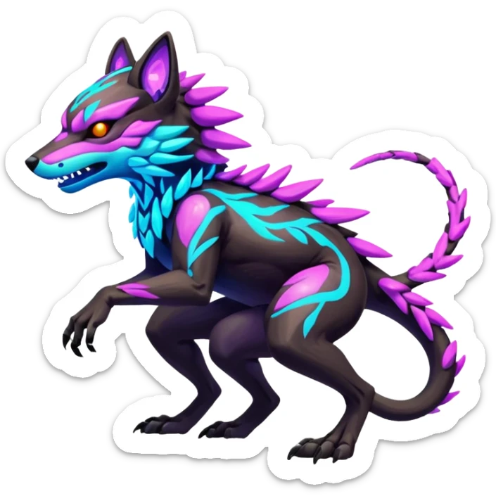 Neon Vibrant Pulsating Trail-glowing Chromatic Trico-Vernid-Protogen-Fionbri-fusion-hybrid, full body sticker