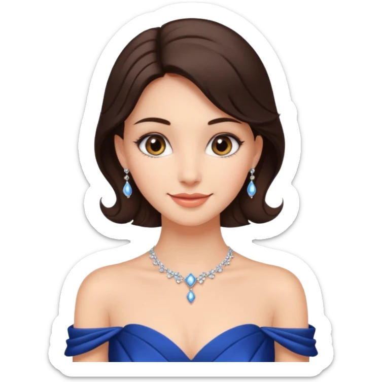 a beautiful brunette hair princess wearing a gown with elegant piercing and smile gently  sticker