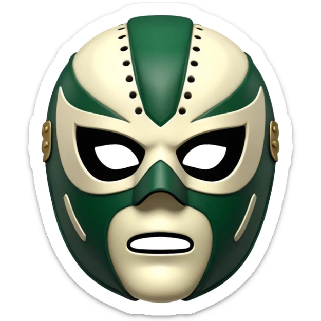 luchador mask in Milwaukee Bucks colors forest green and cream sticker