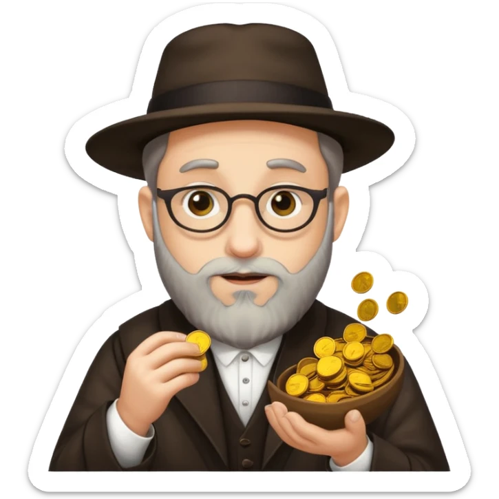 Rabbi picking up pennies  sticker