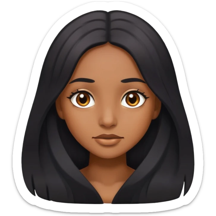 brown skin girl with long black hair and brown eyes sticker