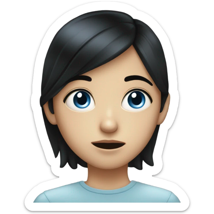 Black hair blue eye girl drooling over light skin guy sticker