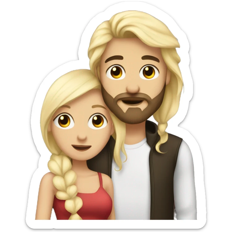 Kissing Couple he dark hair with beard she blonde lobg hair sticker
