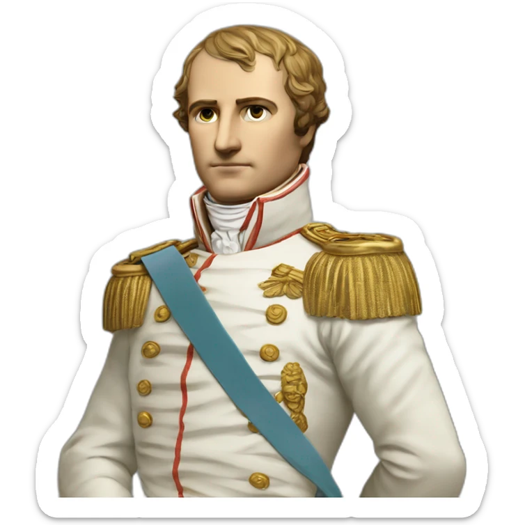 Laurel wreath on short hair serious napoleon bonaparte golden statue sticker