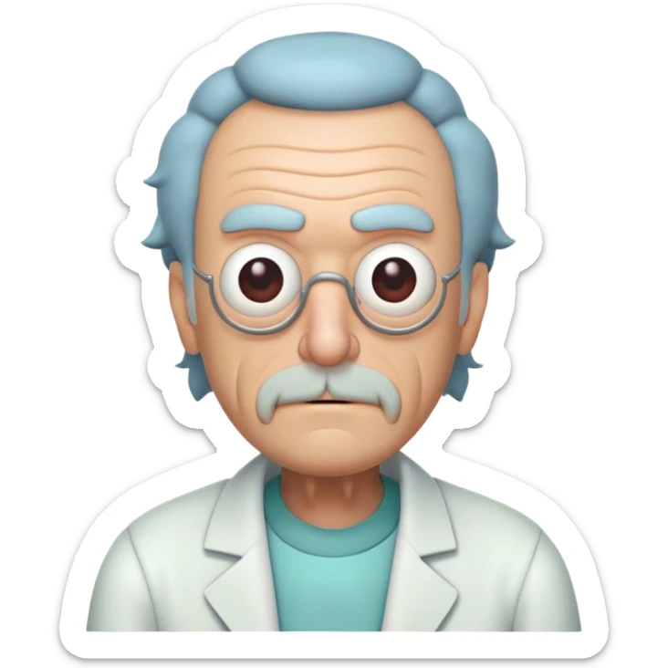 Grand pa rick from Rick and morty no facial hair half body sticker