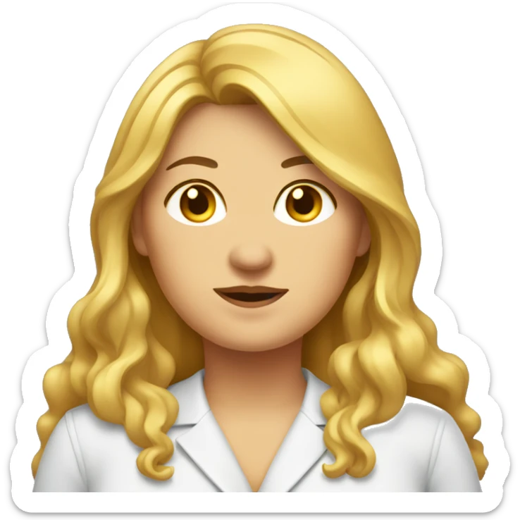 Obesity. A middle-aged woman with golden long hair, dressed in professional attire. sticker