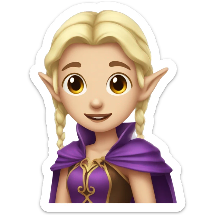 Noble female Elf with Elf ears and blonde hair and purple robes crying sticker