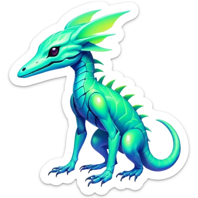 Tropical futuristic lush cool edgy neon Fionbri-Vernid-Elgyem-creature (full body) sticker
