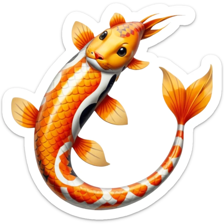 Exotic Tropical Floral Swirl-Patterned Tribal Pretty Asian ornate painted Japanese aesthetic beautiful shiny pretty glossy smooth Koi-Fish-Sergal-fox-reature with tiger stripes on it sticker
